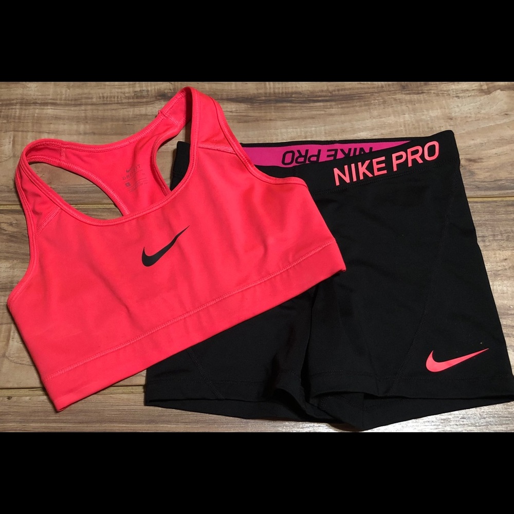 Nike pro compression shorts & sports bra